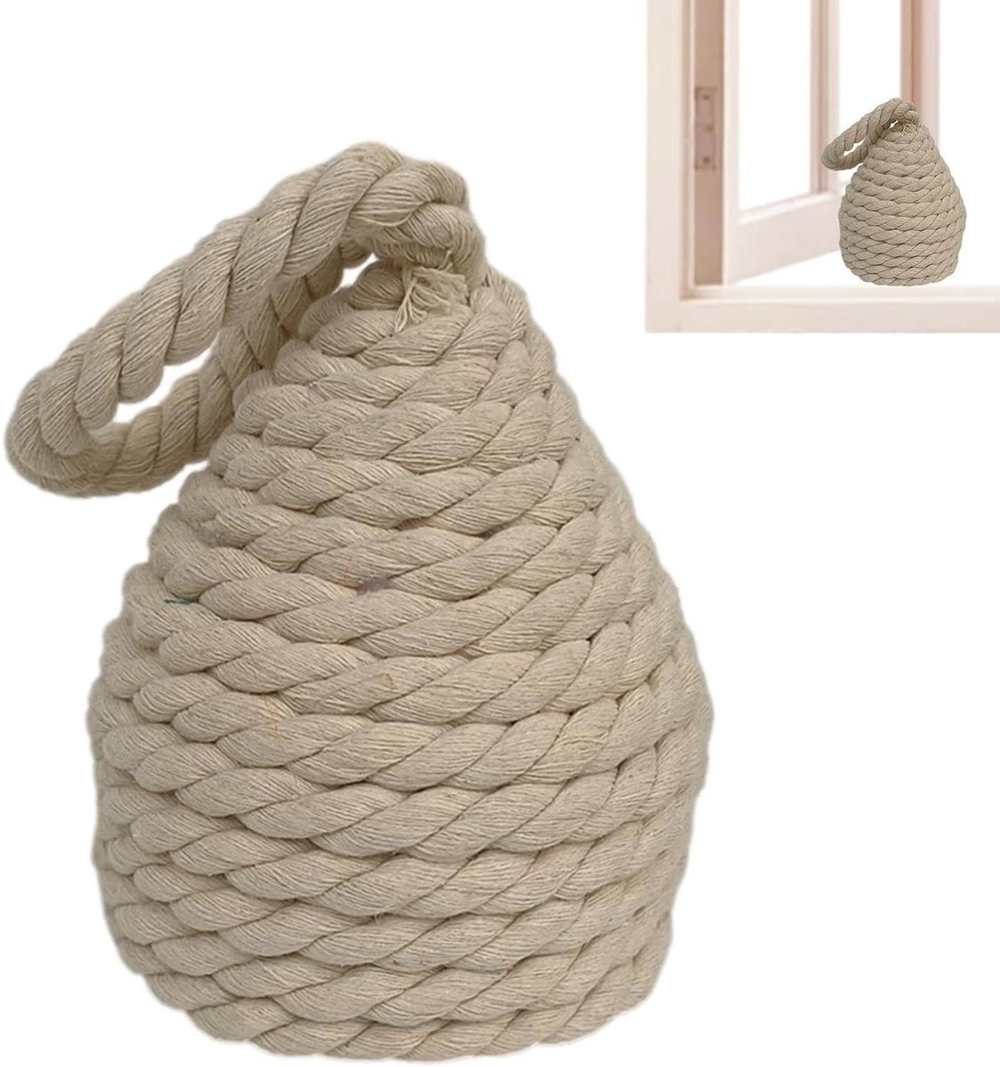 Deurstoppers met Touwknoop - Nautische Deurstop - Deuren Open Houden - Gewicht van 1800g - 18 cm - Wit Roze
