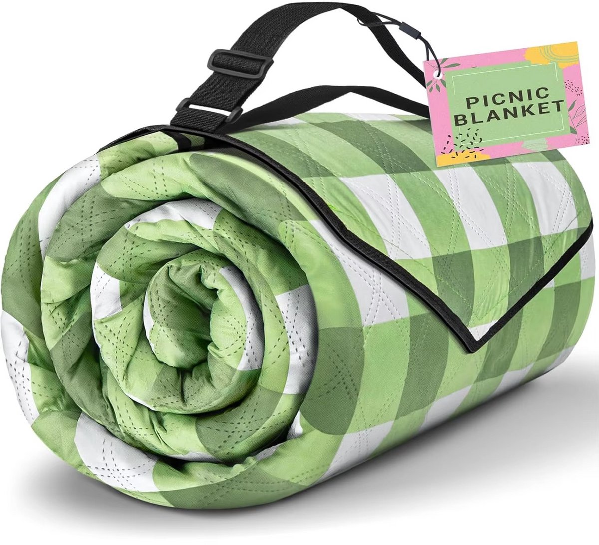 Fuegobird- Picknickdeken-200 x 200 cm-Stranddeken- Opvouwbare campingdeken- Waterdicht- Zanddichte picknickmat- Draagbare tuin-strandmat- Machinewasbaar- voor kamperen- Tuin- Park- Strand-geschikt voor kinderen's kruipdeken (Green) — cadeau in Sport & Outdoor - foto 2