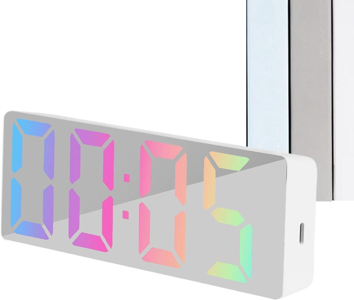 Digitale Bureauklok - LED Wekker - Tijdbeheer - Spiegelend Display - 16 x 6 x 2.7 cm - Zwart