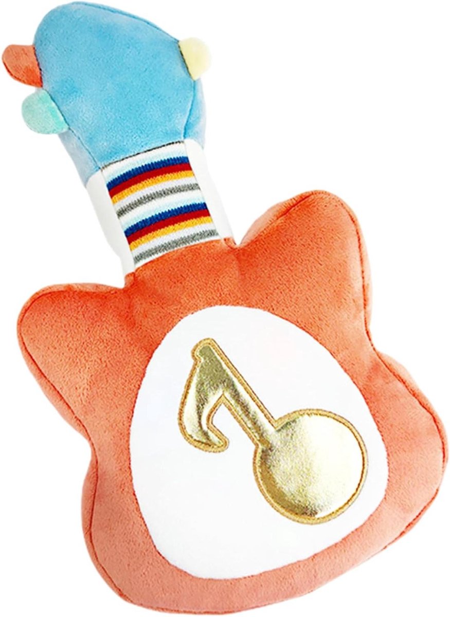 Muziekknuffel Gitaar - Pluche Speelgoed Muziek - Zintuiglijk Spelen - 16 Kalmerende Liedjes - 35 cm - Gekleurd