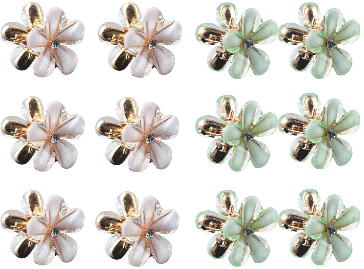 Set van 12 Mini Haarclips met Bloemen Motief - Niet-slip Haarclips voor Meisjes en Vrouwen