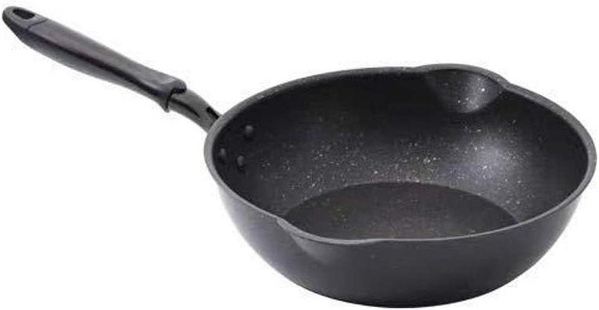 Koekenpan - Kleine wok - Dagelijks koken - Maifan steen - 20 cm - Zwart