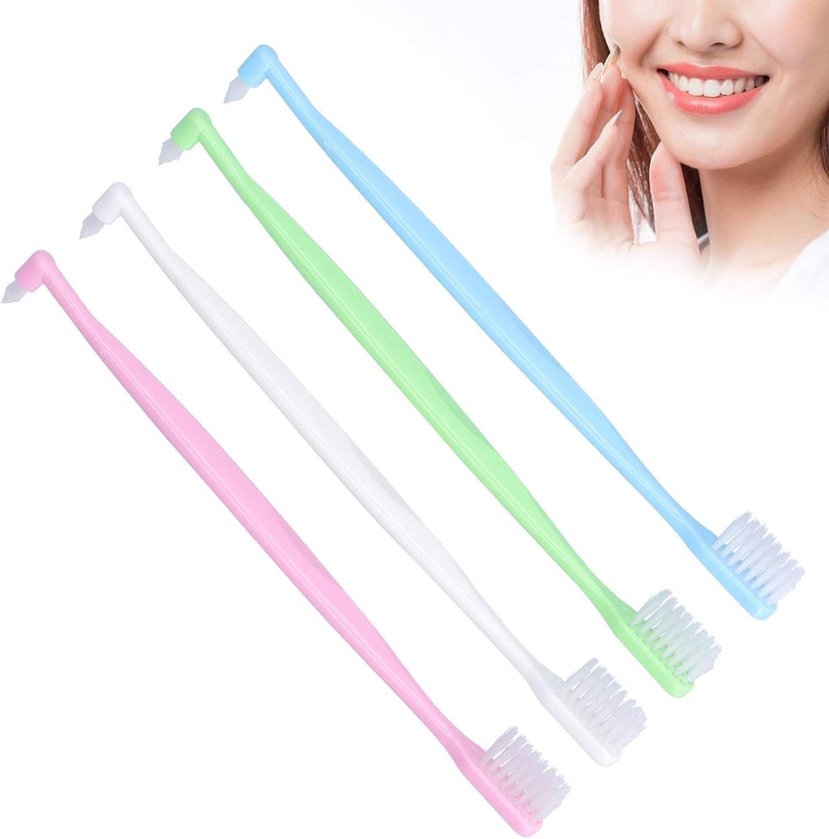 Dubbele Tandenborstel - Orthodontische Reiniger - Mondhygiëne Optimaliseren - Speciale Borstelkop - 4 Stuks - Mix