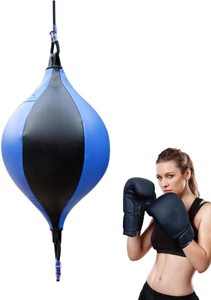 Boksbal Trainer - Speed Bag - Reactiesnelheid Verbeteren - Instelbare Spanning - 40 cm - Zwart Blauw