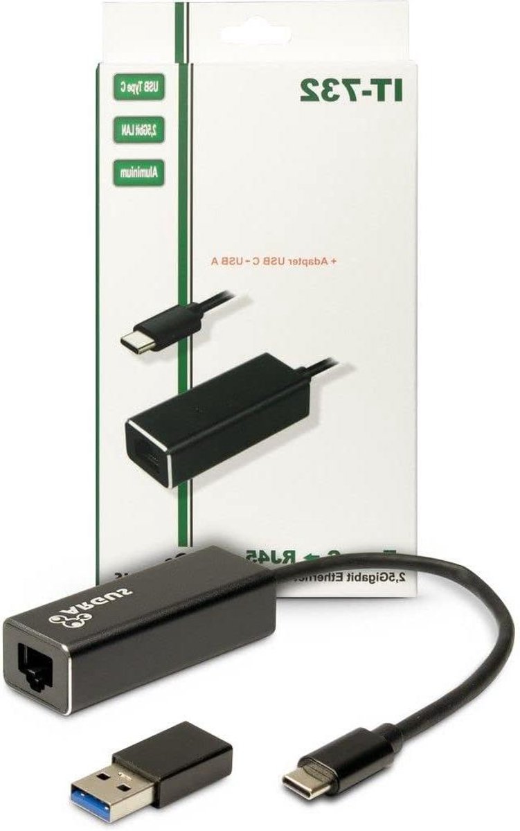 Netwerkadapter - Ethernet USB-C - Snelle Internetverbinding - 2.5 Gigabit Snelheid - 25 Gram - Zwart