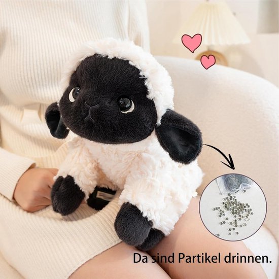 Lammetje Speelgoed - Pluche Dier - Woondecoratie - Realistisch Ontwerp - 23 cm - Wit Zwart — afbeelding 4
