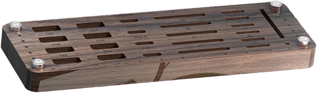 Houten Kaarthouder - Opslagdoos Organizer - Kaarten Sorteren - 25 Sleuven - 135x45x10 mm - Bruin