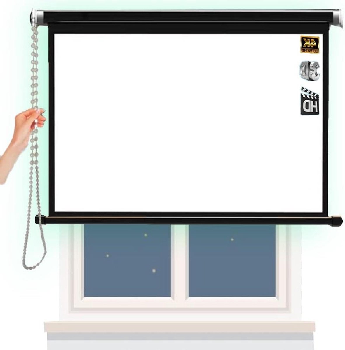 Projectiescherm - Filmscherm Beamer - Thuisbioscoop Creëren - Handmatig Intrekbaar - 60 inch 16:9 - Wit