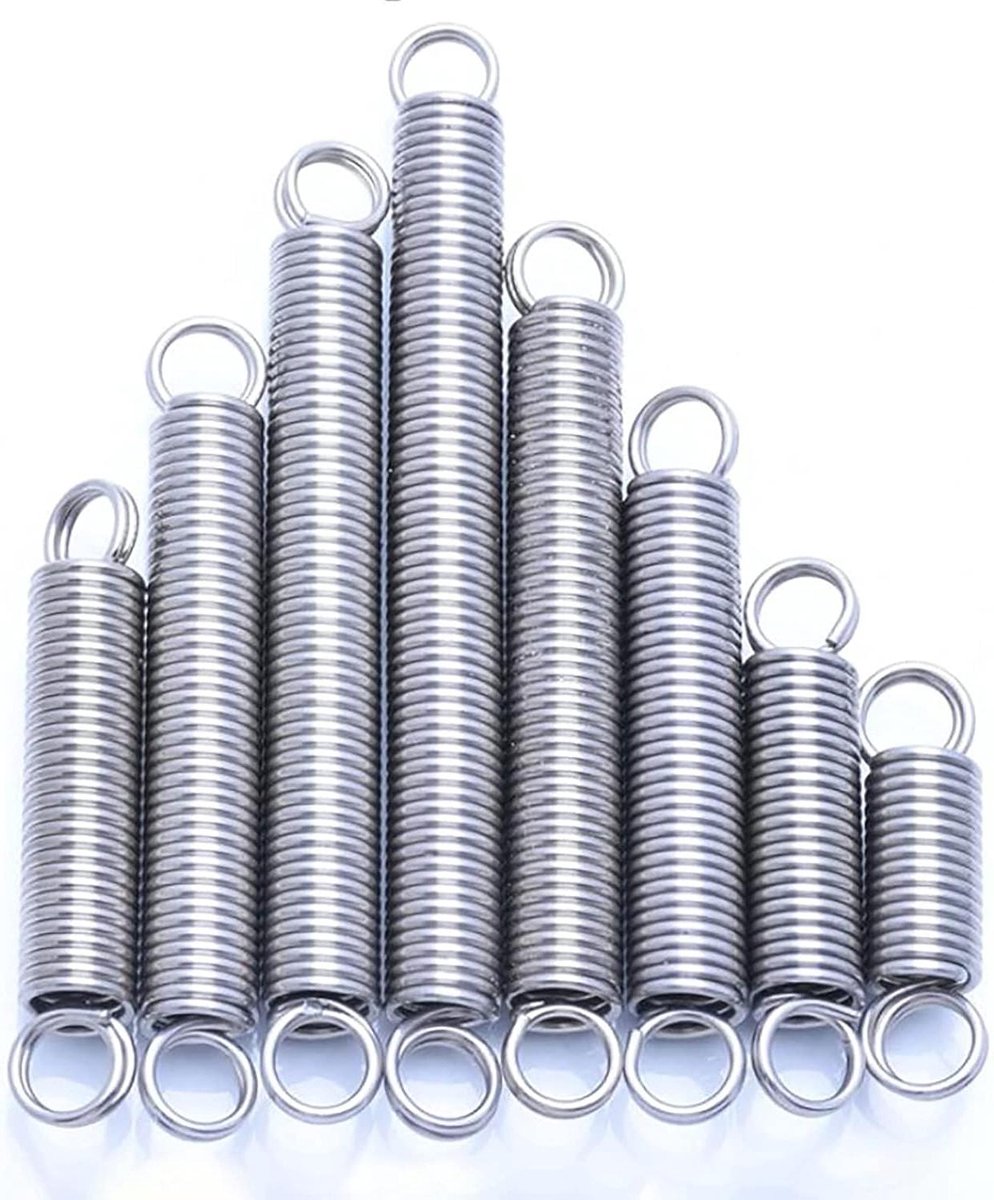 Trekveer Dubbele Haak - Verlengveer Roestvrijstaal - Machine Onderdelen - Uniforme Kracht - 25mm x 60mm - Zilverkleurig