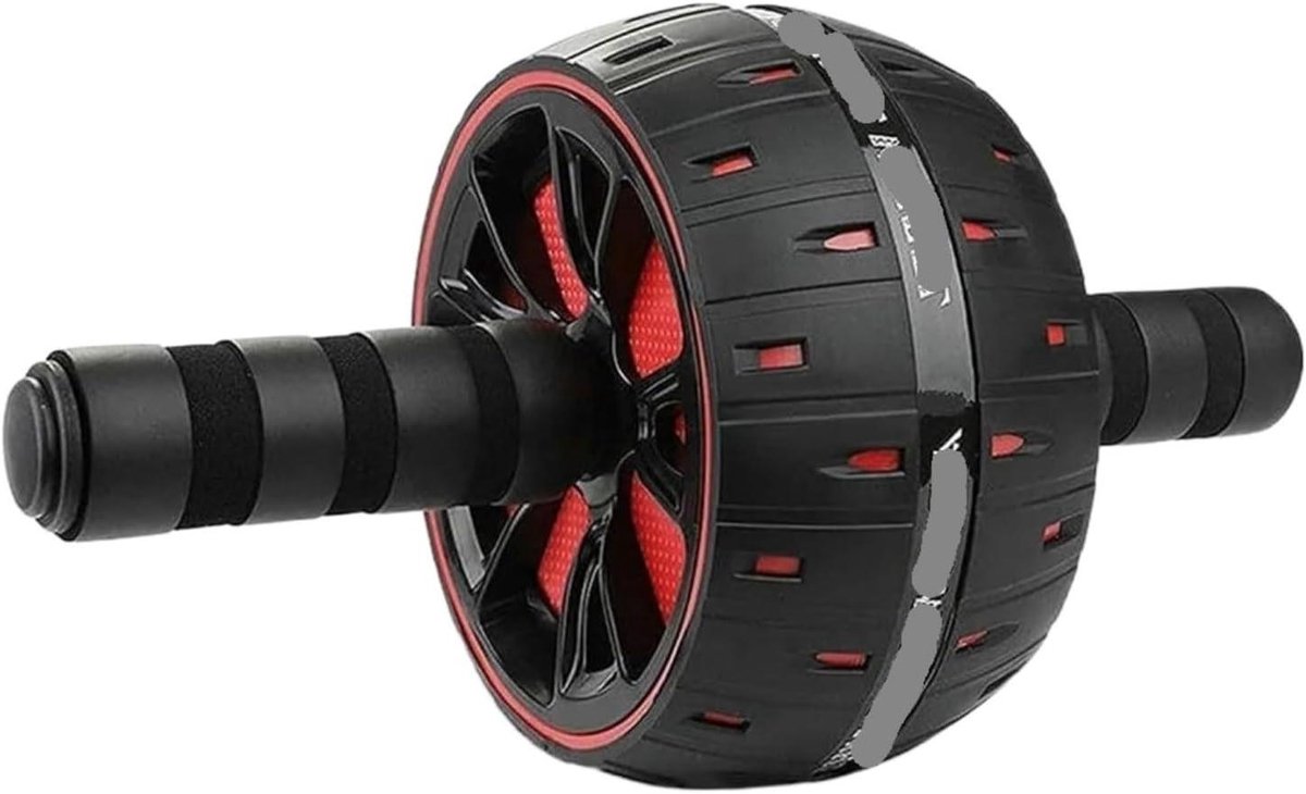 Buikwiel Buikoefenrol - Core Trainer - Core Training - Bredere Wielen - 33cm Lengte - Rood Zwart
