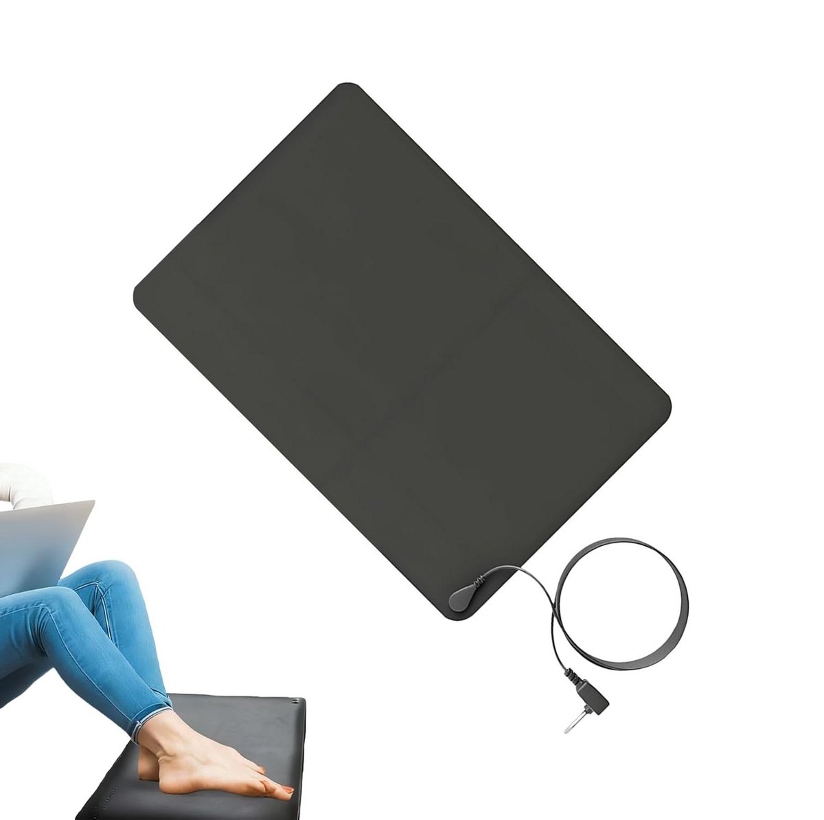Aardingsmat voor voeten - Geleidend blad - Ontspanning bevorderen - Holistische wellnessondersteuning - 40 x 60 cm - Zwart