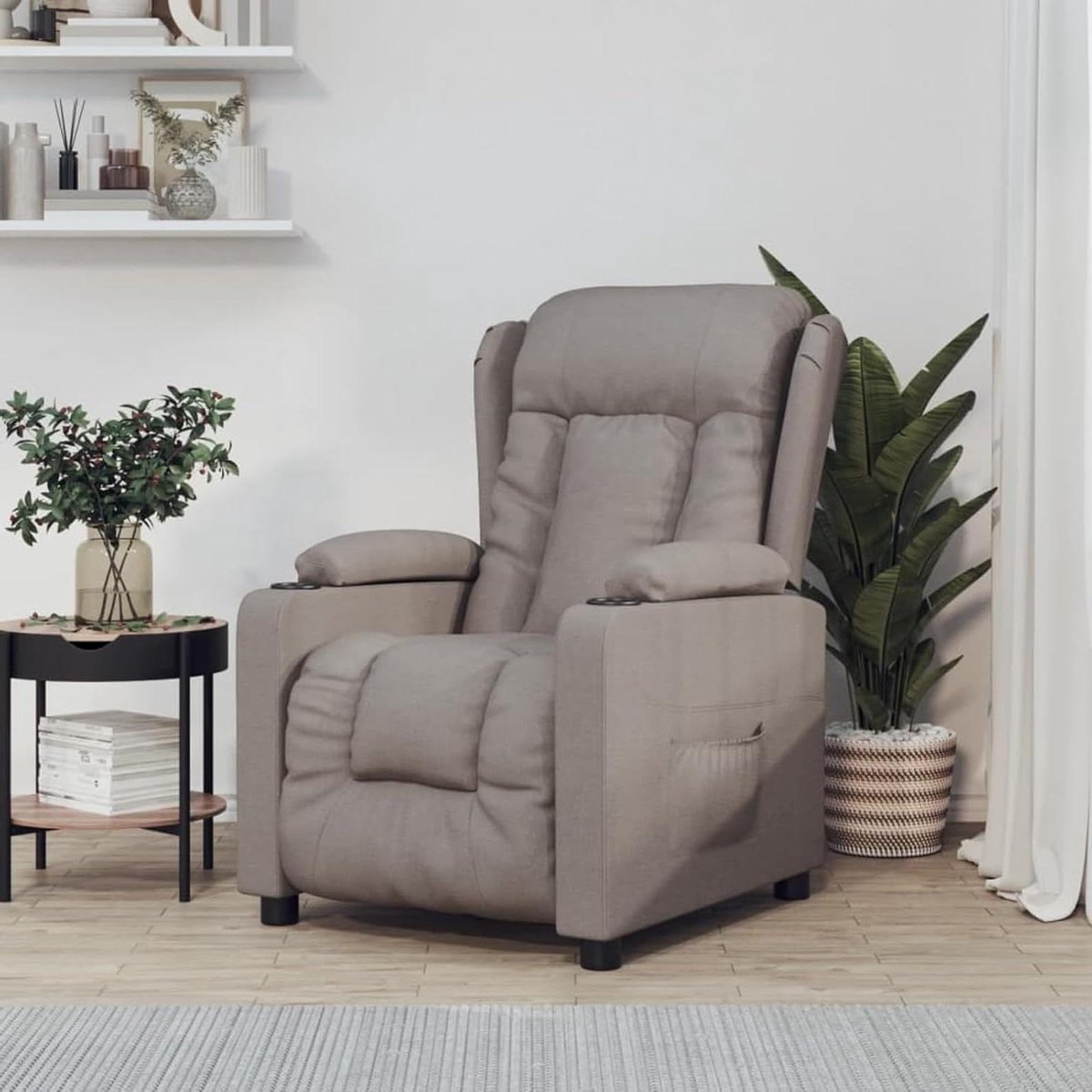 Elektrische Relaxstoel - Comfortstoel Liggend - Ontspannen Thuis - Verstelbare Lighoek - 72.5 x 96 cm - Taupe
