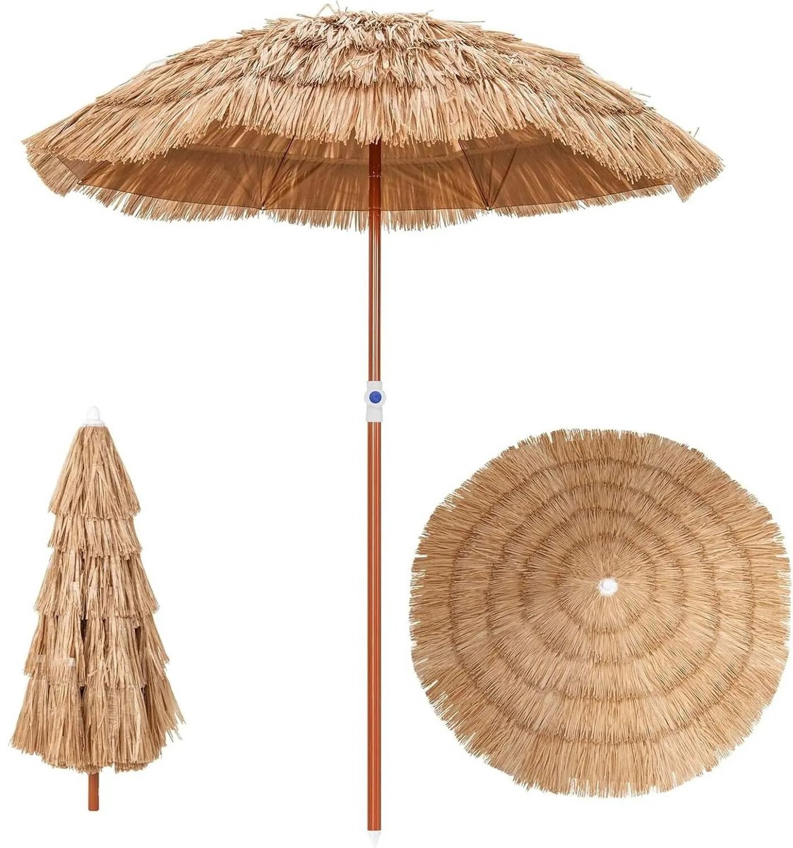 Innovastore Parasol - Strandparasol - Terrasparasol - Stooklarkenparasol - Hawaïaans strandparasol - Tuinartikel - Riet - Rond