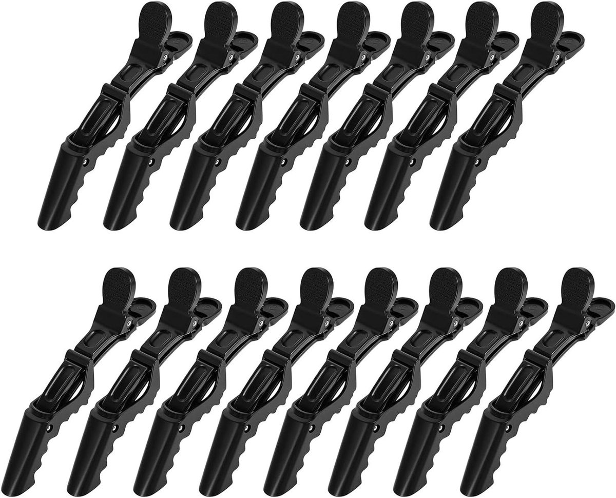 Haarclips Set - Styling Klemmen - Haar Stylen - Dubbel Scharnierend - 15 Stuks - Zwart