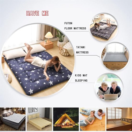 Oprolbare Matras - Vloermatras Futon - Comfortabel Slapen - Gelijkmatige Vulling - 120x200cm - Star1 — afbeelding 4