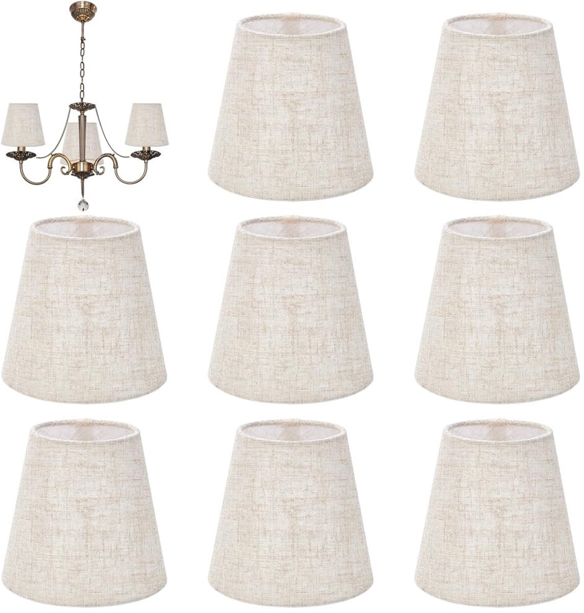 Dailygoods - Set van 8 Linnen Lampenkappen voor Kroonluchters en Tafellampen