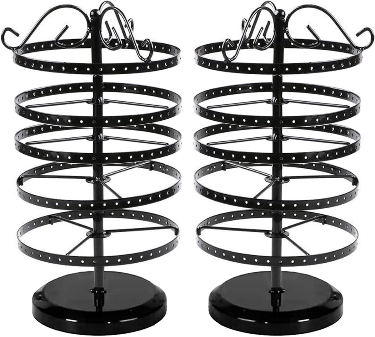 Sieradenhouder voor Oorbellen met 5 Tiers en 220 Gaten - Rotating Display Stand in Zwart voor Organisatie en Presentatie