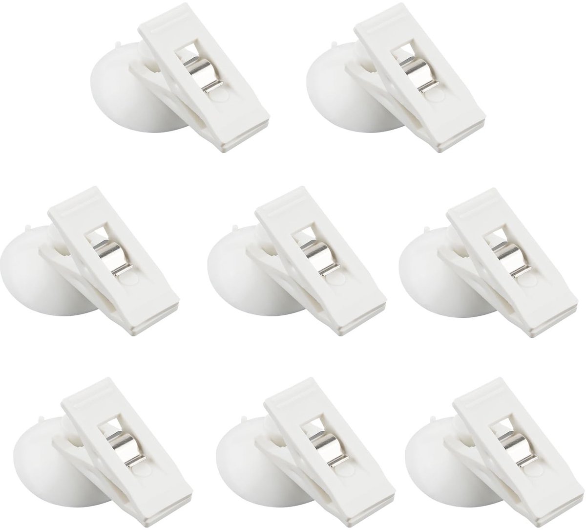 Dailygoods - Set van 8 Douchegordijnclips met Zuignappen en Clips