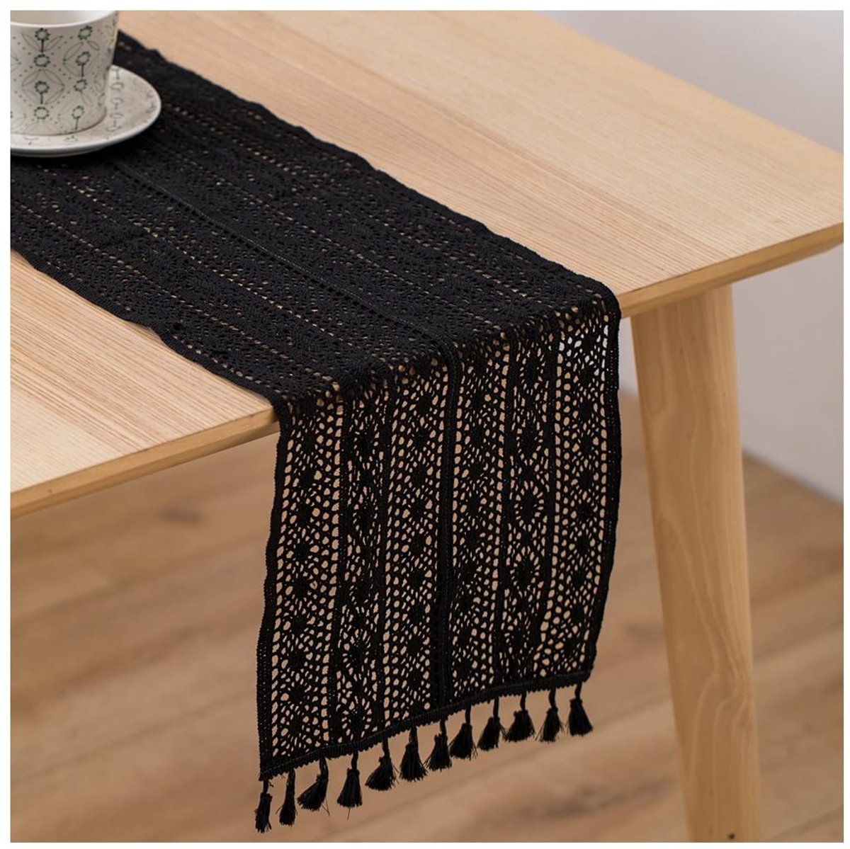 Dailygoods - Gehaakte Macramé Tafelloper met Kwasten voor Boho Decoratie
