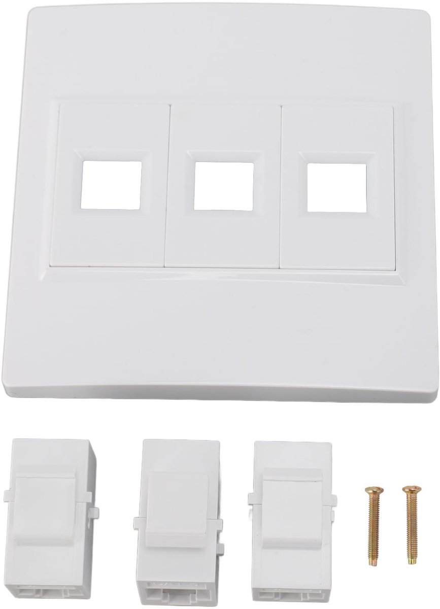 Dailygoods - Cat 6 Ethernet-muurplaat - 3 Poorten - Eenvoudig te bedienen - Vrouw-vrouw Keystone - Perfect voor thuis of kantoor - Stabiele internetve