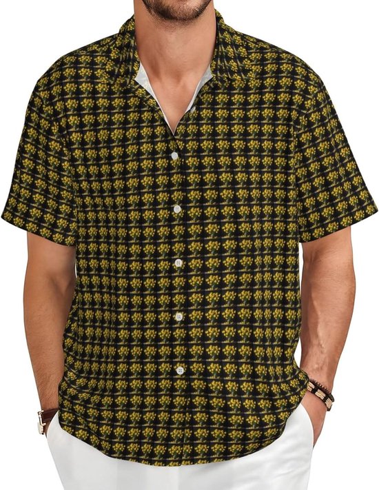Shirt Korte Mouw - Zomerhemd Heren - Tropische Reizen - Lichtgewicht Ademend - Uniseks Volwassene - Narcissen Print