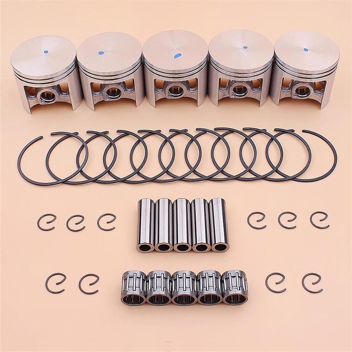 Zuigerpen Ring Kit - Cilinderonderdelen - Kettingzaag Onderhoud - Hoge Druk Bestendig - 47mm Diameter - Metaal