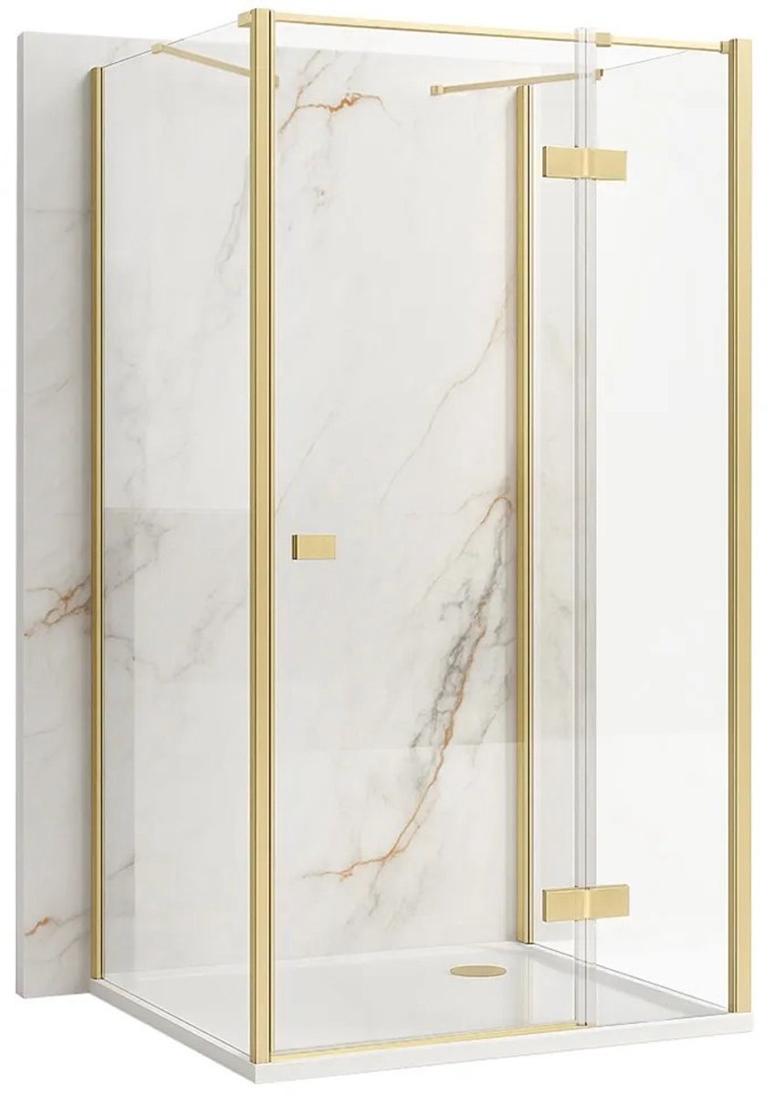 Rea - Atlas - Wandgemonteerde Douchecabine - Gouden Scotch 90X90 Left - 90X90X200Cm