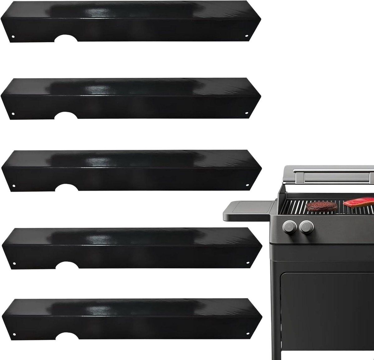 Hitte Deflector - Grill Hitteschild - Buiten Koken - Roestvrij Staal - 46 x 16 cm - Zwart