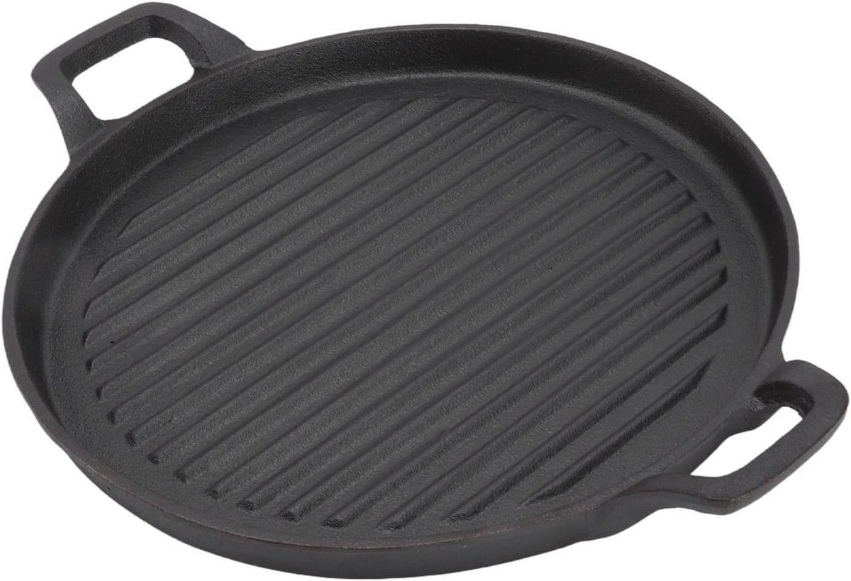 Gietijzeren Grillpan Omkeerbare Bakplaat Veelzijdig Koken Voorgekruid Antiaanbakoppervlak 94 Inch Zwart