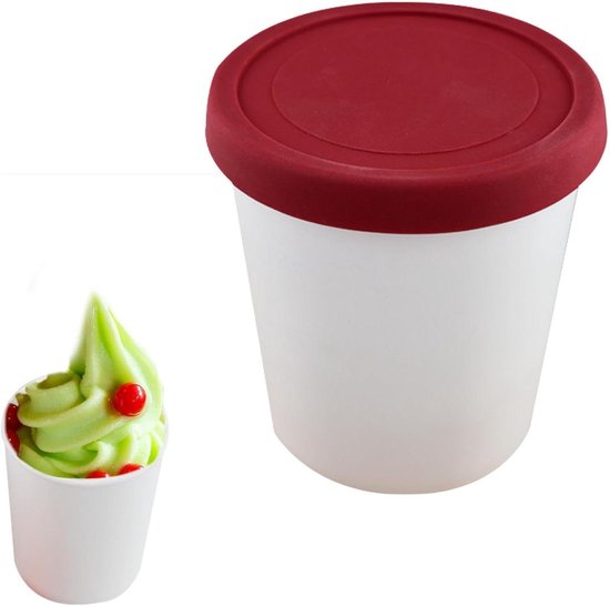 Foto: Ijs bak vriescontainer bak zelfgemaakt ijs stapelbaar ontwerp 1 liter rood