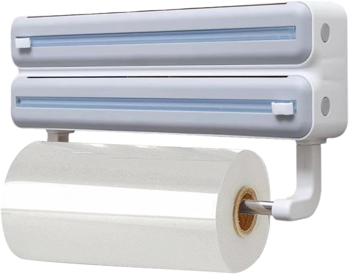Folie Dispenser - Keuken Organizer - Keuken Opslag - Wandmontage Ontwerp - 37 x 13.2 cm - Grijs