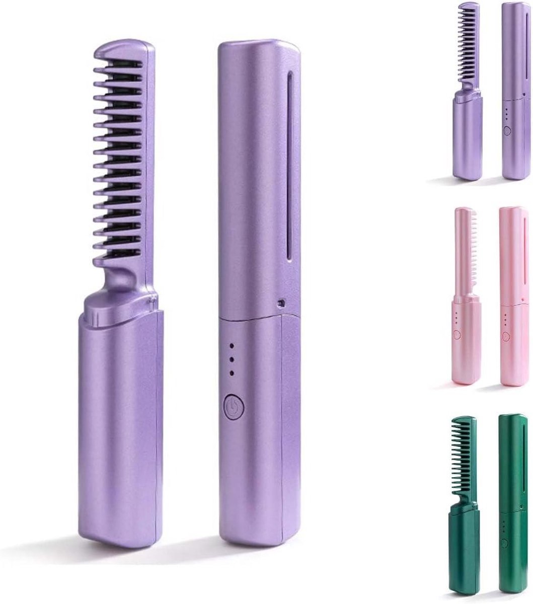 Haarstyling Kam - Stijltang Krultang - Dagelijks Gebruik - Draadloos Oplaadbaar - 18.5 cm - Paars