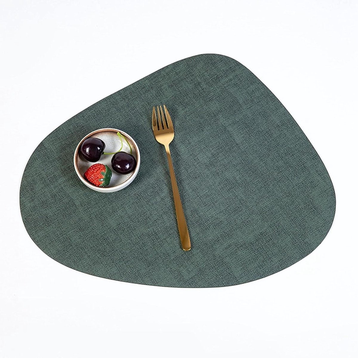 Placemats Set - Tafelonderleggers - Eettafel Decoratie - Afwasbaar Leer - 42.5 x 34 CM - Groen