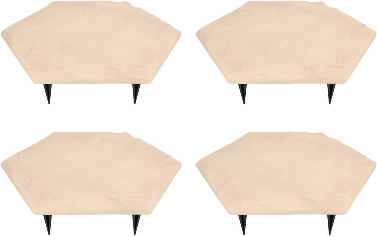 Stepping Stones Outdoor 4 Pieces with 24 Pieces Ground Stakes, Weatherproof, Garden Garden, PROWNE PAYWAY (Beige)