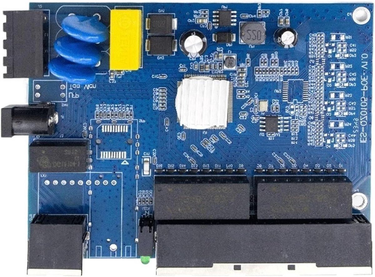 Ethernet Switch - Netwerk Hub - Internet Verbinding - 5 Poorten Gigabit - 80x105x20 mm - Industrieel