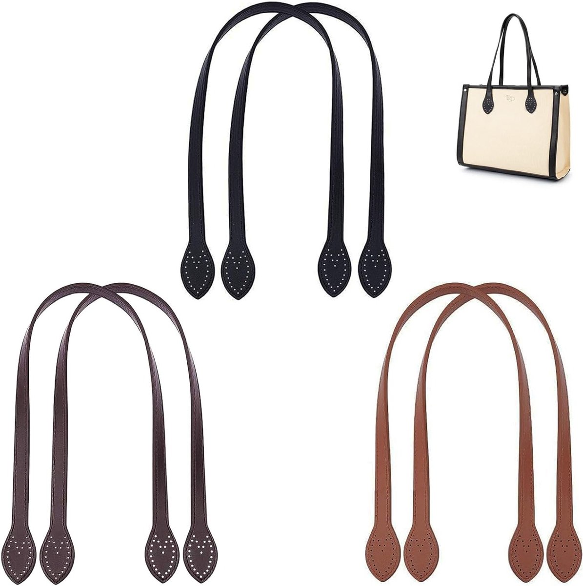 Leren Tas Grip - 6 Stuks Leren Handtas Handvatten - PU Tas Handvatten - Leren Schouderbanden voor Haak - Tassen - Handtassen - Winkeltassen