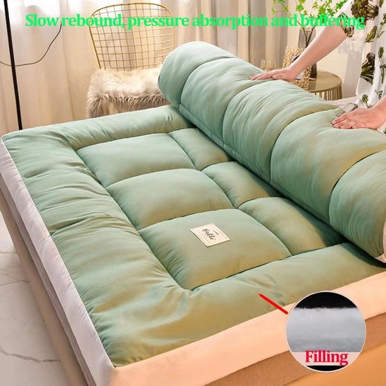 Oprolbare Matras - Japanse Futon - Comfortabel Slapen - Extra Dik Profiel - 10 cm Dik - Grijs — afbeelding 2