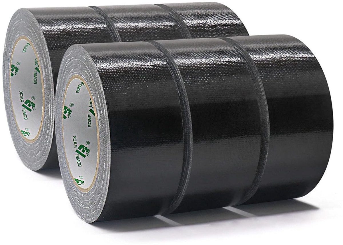 Multifunctionele Zwarte Reparatietape 50 mm x 50 m - 6 Rollen Sterke en Duurzame Plakband voor Diverse Klussen