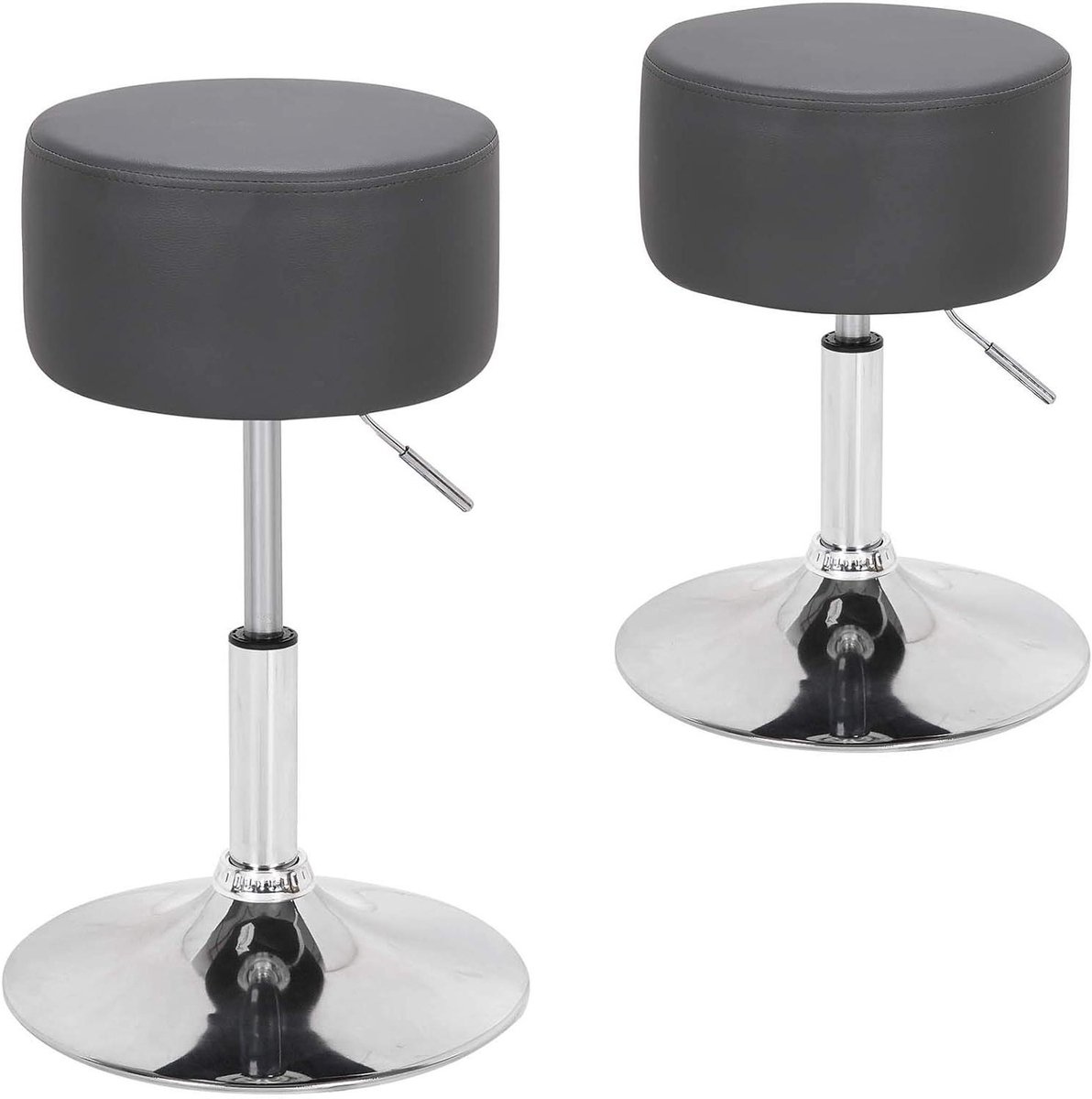 Barkrukken Set - Draai Krukken - Aanrecht Zitten - In Hoogte Verstelbaar - 52-67 cm - Grijs