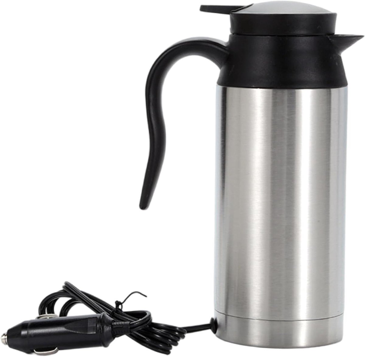 Waterkoker Auto - Reis Waterkoker - Warme Dranken Onderweg - Roestvrij Staal - 750 ml - Zilver