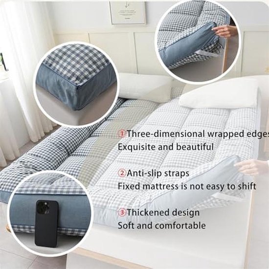 Japanse Vloermatras - Zachte Futon - Gastvrij Ontvangen - Extra Dik Gewatteerd - 80x200cm - Roze — afbeelding 3