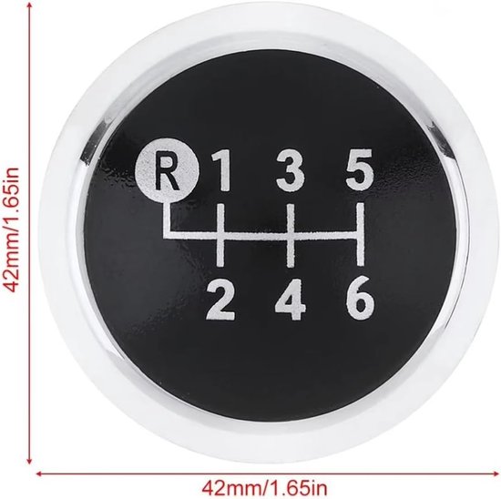 Versnellingspookknop - Schakelknop - Auto Interieur - Handgeschakeld 6-versnellingen - 42 mm - Zwart en Zilver — afbeelding 5