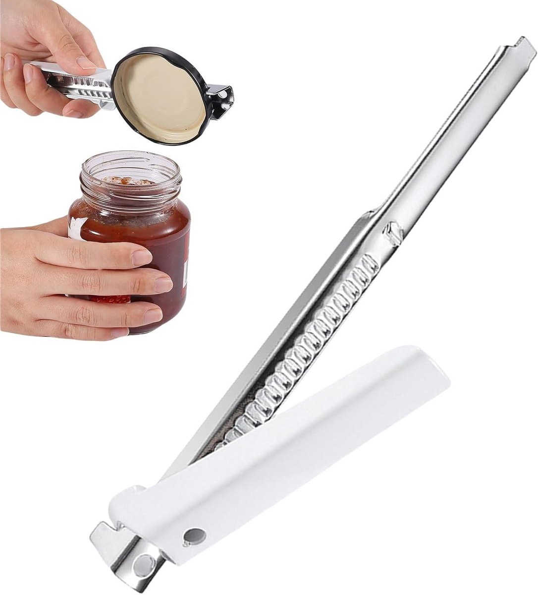 Potopener - Deksel Lifter - Keuken Gebruik - Breed Verstelbaar - 19.4cm - Wit