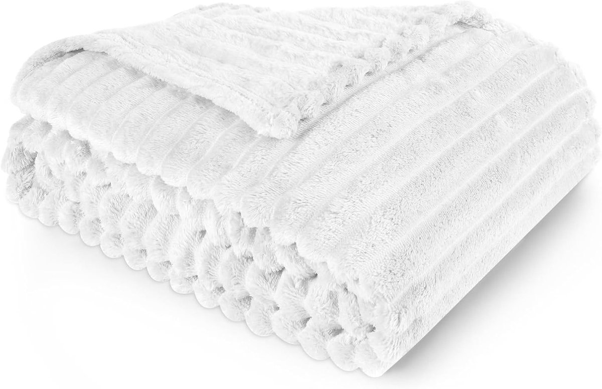Reversible Faux Rabbit Fur Dekentje, Super Zacht en Fluffy Plaid voor Bed en Bank, Warm Cozy en Decoratief, 100 x 150 cm