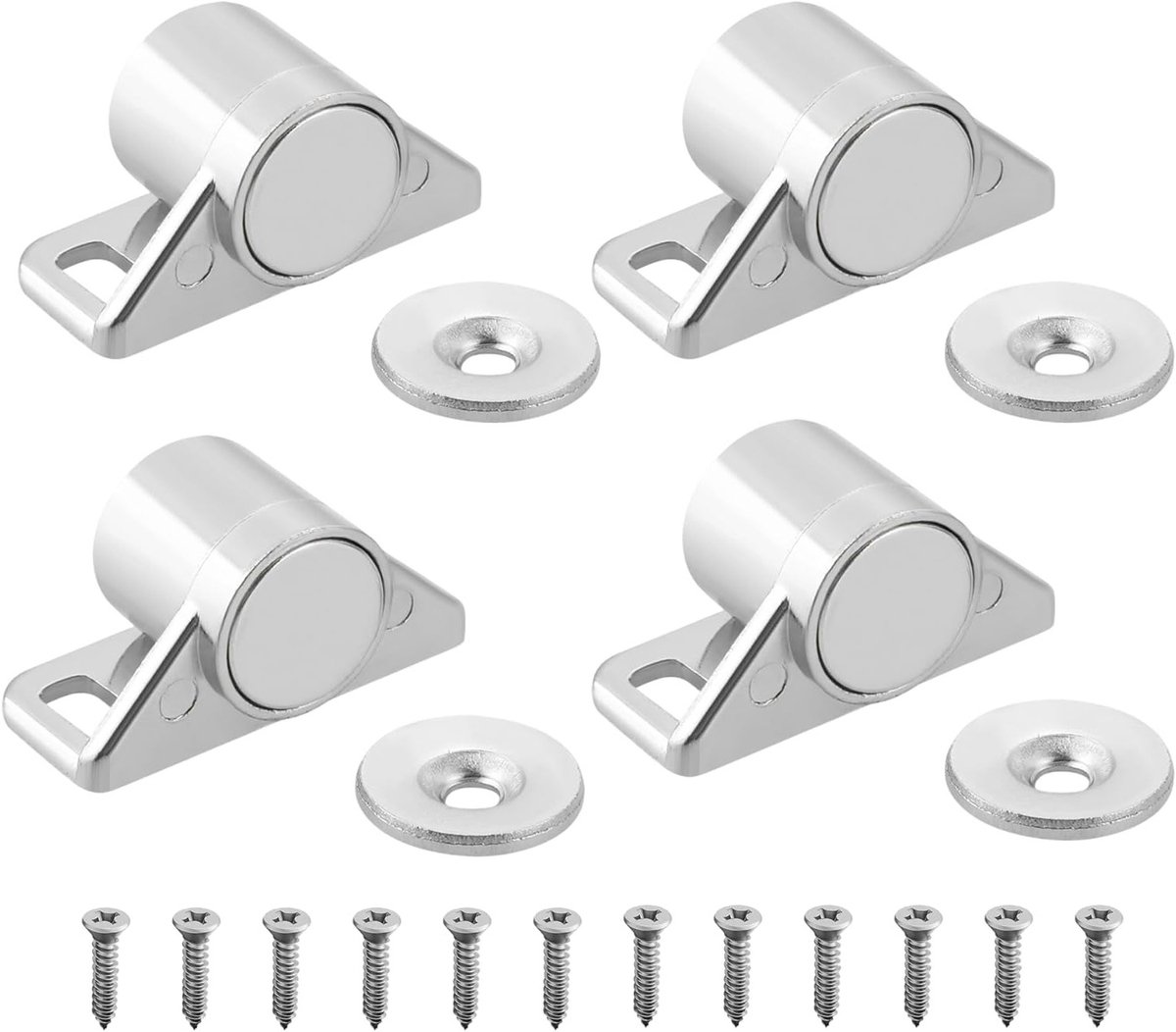 Magnetische Deursluiting voor Keukenkastjes en Lades, Kleine Magneten in Chroom Afwerking, Sterke Bevestiging en Eenvoudige Installatie