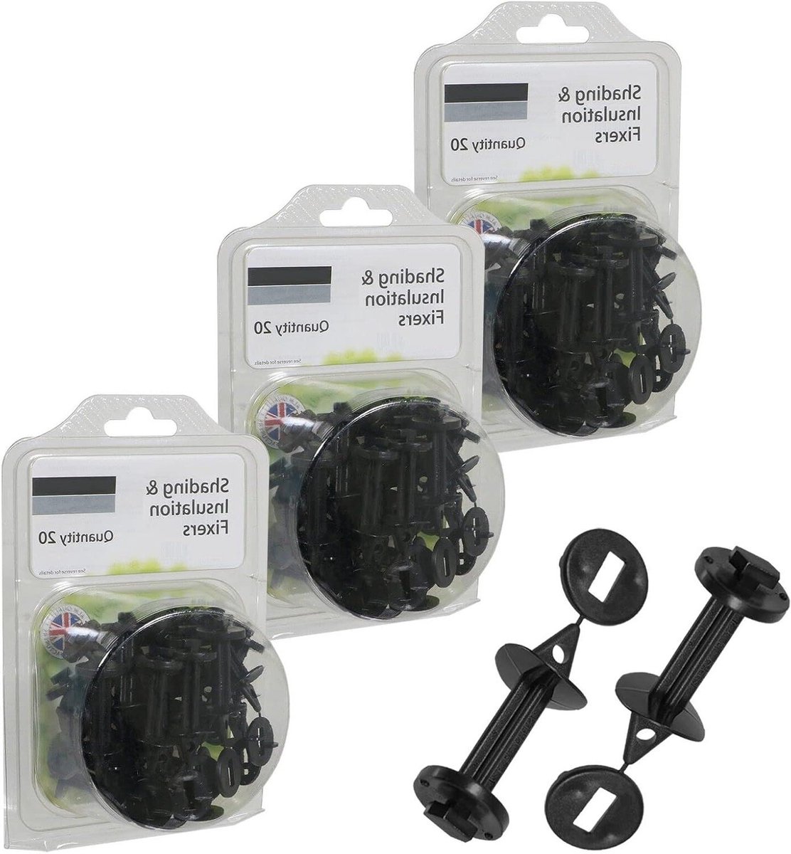 Kas Isolatie Clips - Frame Bevestigers - Kas Verfraaiing - Met Spandraad Gat - 60 Stuks - Zwart