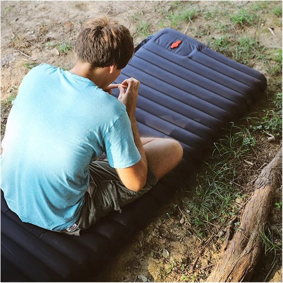 Opvouwbare Luchtmatras - Kampeerbed Slaapmat - Outdoor Ontspanning - Zelfopblaasbaar Voetpedaal - 190 x 70 cm - Blauwgroen — afbeelding 3