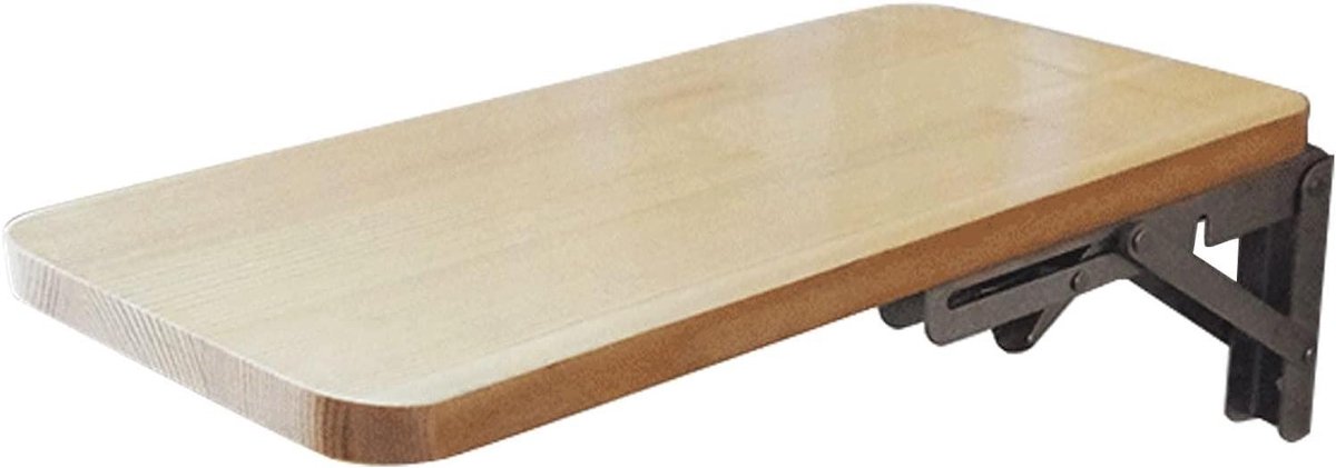 Houten Klaptafel - Wandbureau Plank - Ruimte Besparen - Inklapbaar Ontwerp - 80x40cm - Houtkleur