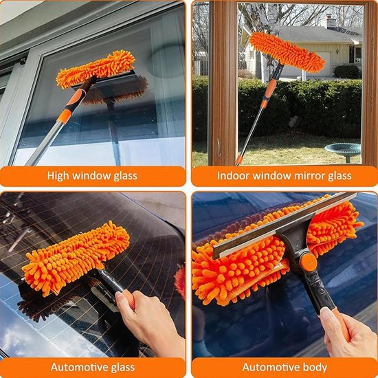 Verlengbare Plafondstofdoek - Spinnenweb Reiniger - Hoge Oppervlakken Reinigen - Flexibel Telescoopsysteem - Tot 6 Meter - Oranje — afbeelding 5