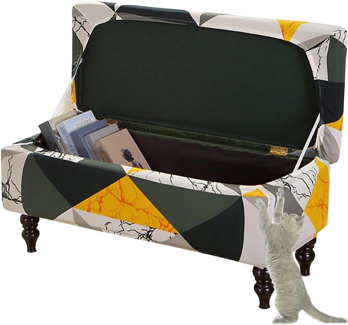 Ottomaanse hoes - Voetenbank hoes - Meubels beschermen - Elastisch en antislip - Kleine maat - Bloemenprint